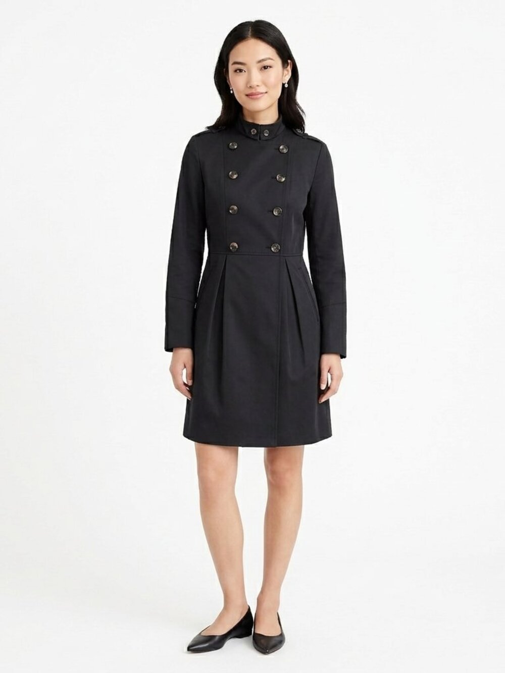 Love Moschino Black Fit & Flare Cotton Trench Coat